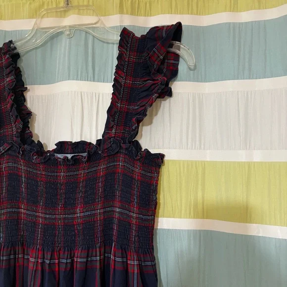Hill House The Nap Dress Plaid Ruffles Smocked Sz Small - Picture 8 of 9